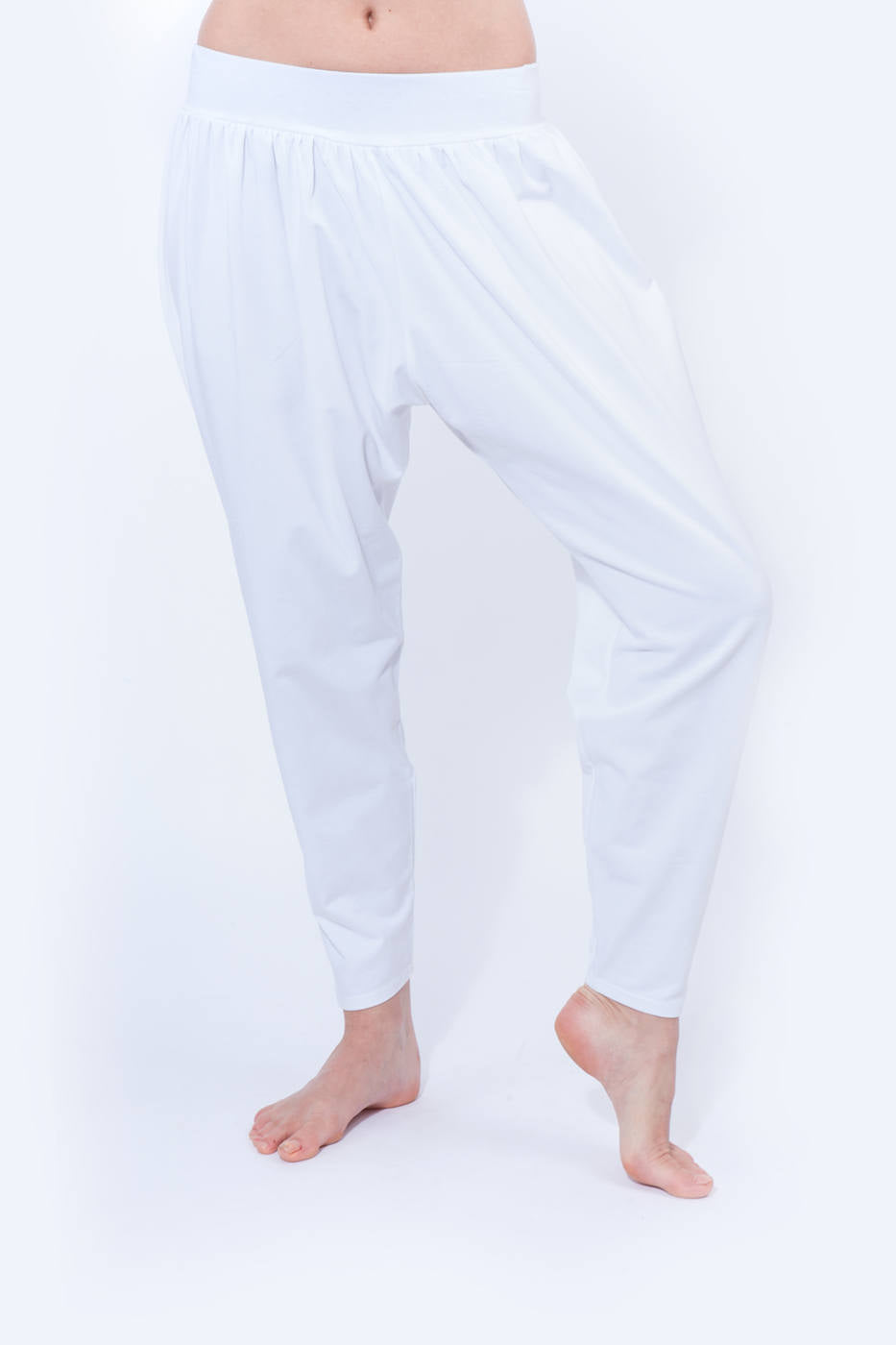 Women's Loungewear Bottoms, White Cotton Kundalini Yoga Pant