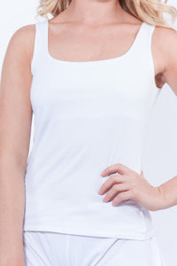 Women’s White Cotton Kundalini Yoga Vest Top, Fitted Tank Top.