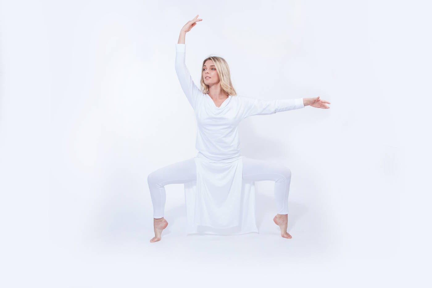 Women's White Cotton Yoga Legging with wrap over Skirt – Raising