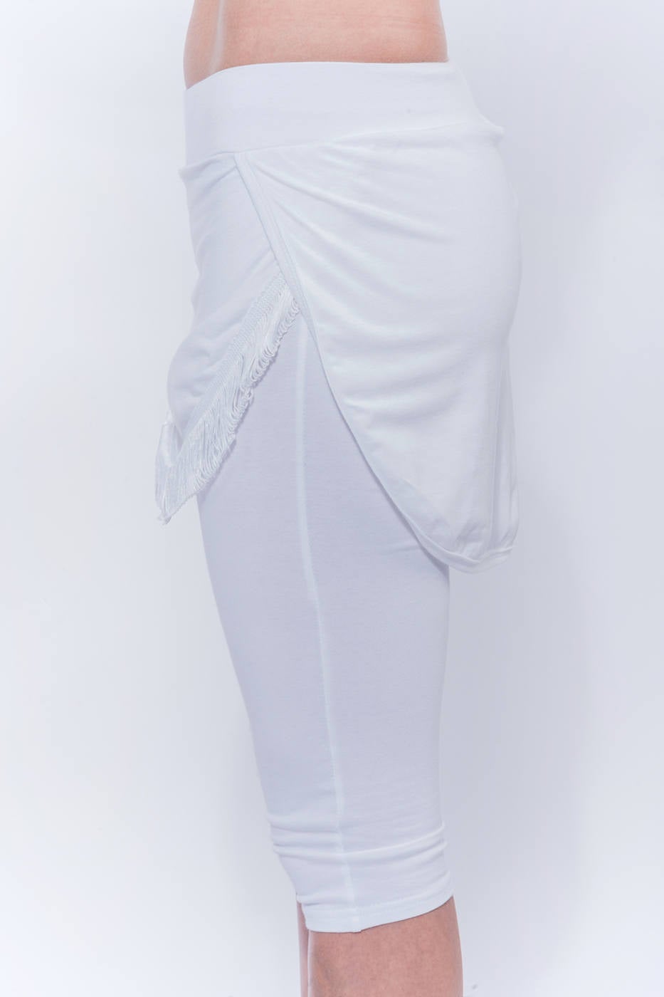 Women's White Cotton Cropped Kundalini Yoga Legging's