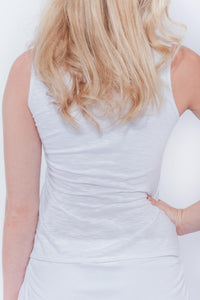 Women’s White Cotton Printed Vest Top, Light Organic Cotton Tank Top
