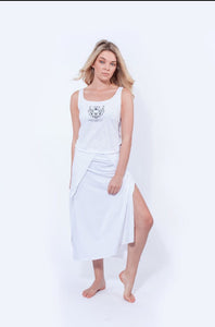 Women’s White Cotton Printed Vest Top, Light Organic Cotton Tank Top